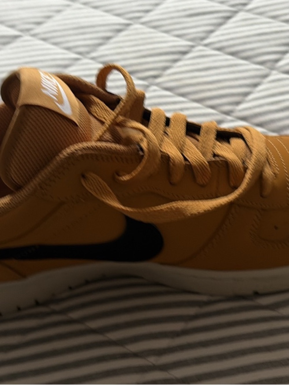 Brand new Nike Mens Low-Top Sneakers in Wheat with Black Swoosh